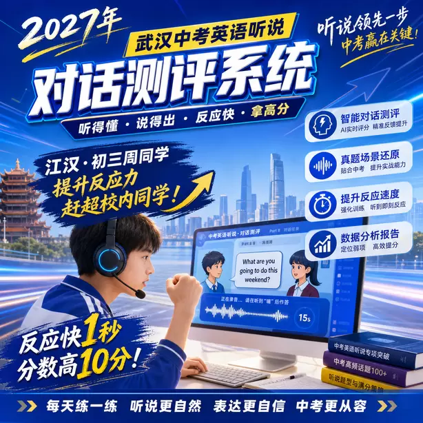 武汉中考英语听说专项培训江汉&middot;初三周同学（提升反应力，赶超校内同学）