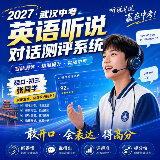 武汉中考英语听说专项培训硚口&middot;初三张同学（纠正发音，跻身校内前列）